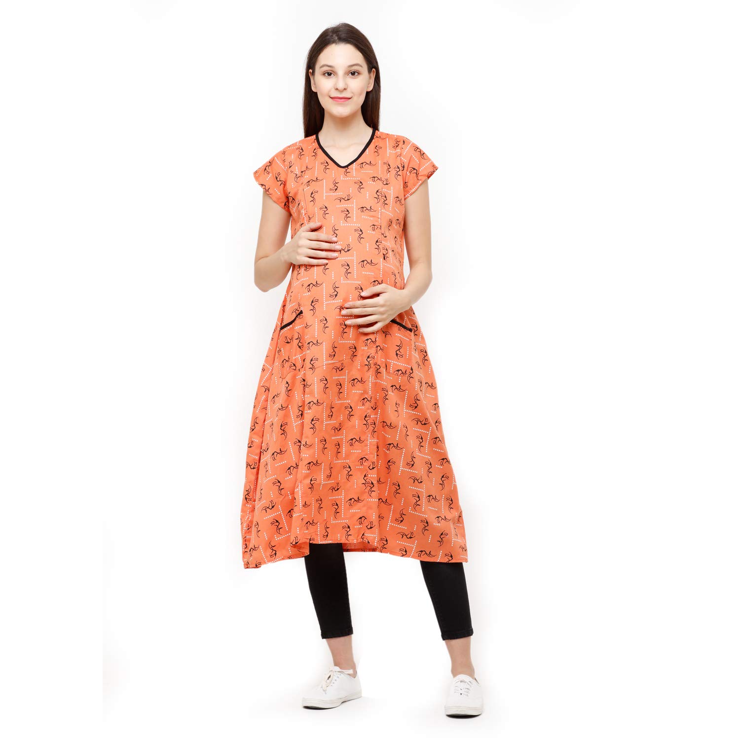burnt orange maternity dress