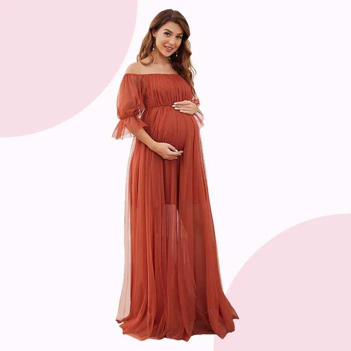 burnt orange maternity dress