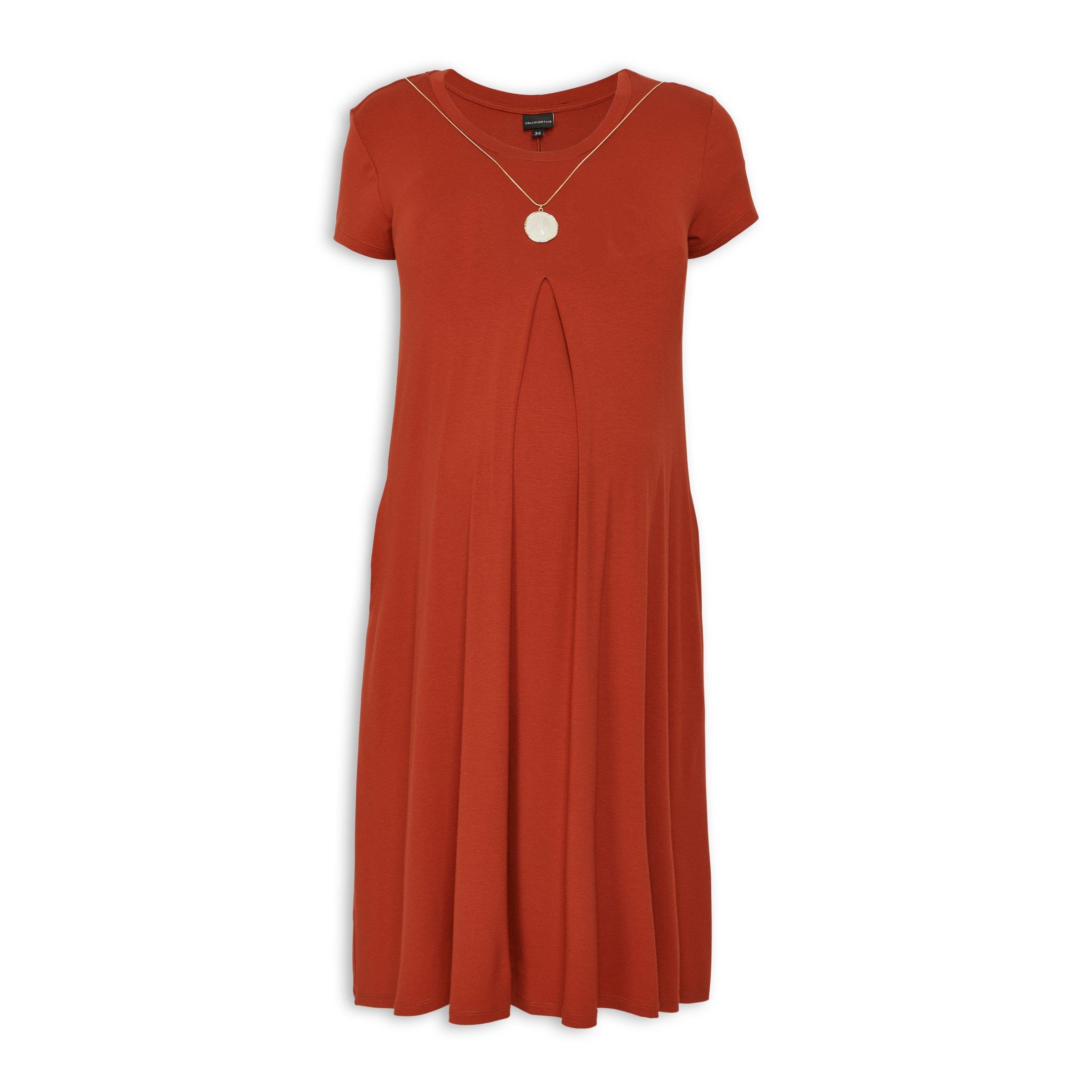 burnt orange maternity dress